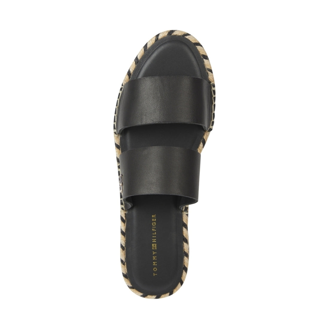 Tommy Hilfiger womens black flat sandal | Vilbury London