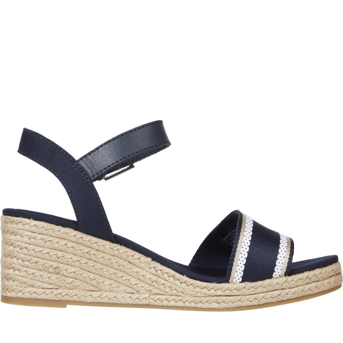 Tommy Hilfiger womens space blue webbing wedge sandal | Vilbury London