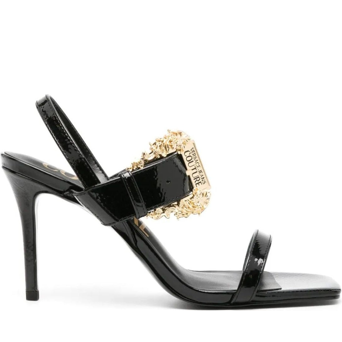 Versace Jeans Couture womens black fondo emily slippers | Vilbury London