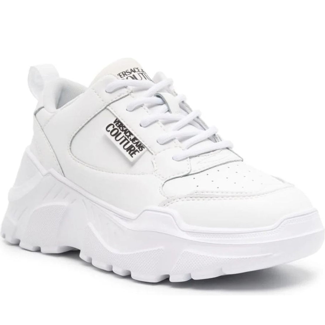 Versace Jeans Couture womens white fondo speedtrack sneakers | Vilbury London