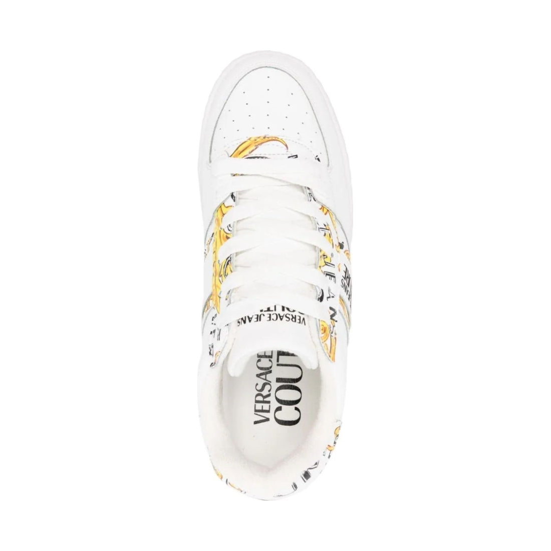 Versace Jeans Couture womens white, gold fondo meyssa sneakers | Vilbury London