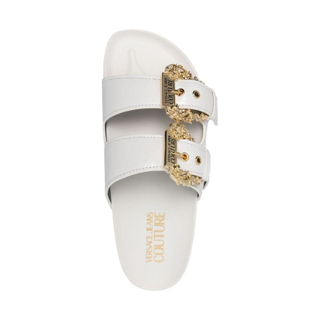 Versace Jeans Couture womens white fondo arizona slippers | Vilbury London