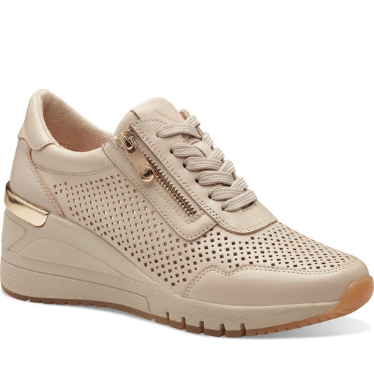 Marco Tozzi womens cream magana trainers | Vilbury London