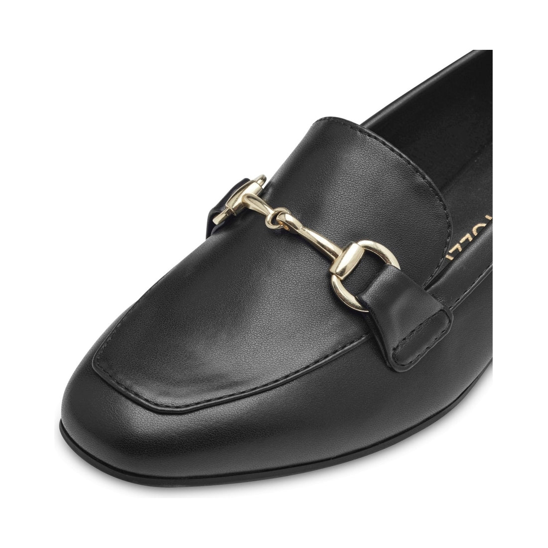 Marco Tozzi womens black, gold sopi loafers | Vilbury London