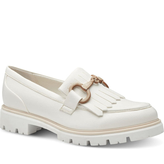 Marco Tozzi womens white bello loafers | Vilbury London