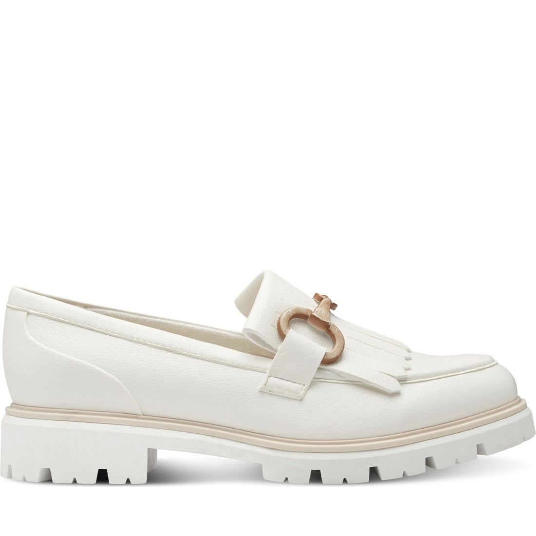 Marco Tozzi womens white bello loafers | Vilbury London