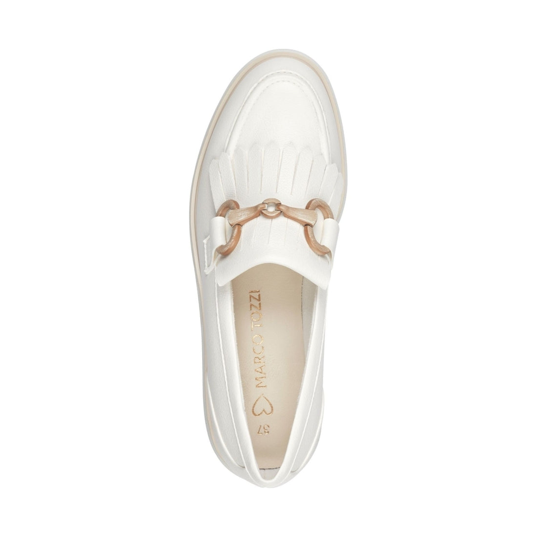 Marco Tozzi womens white bello loafers | Vilbury London