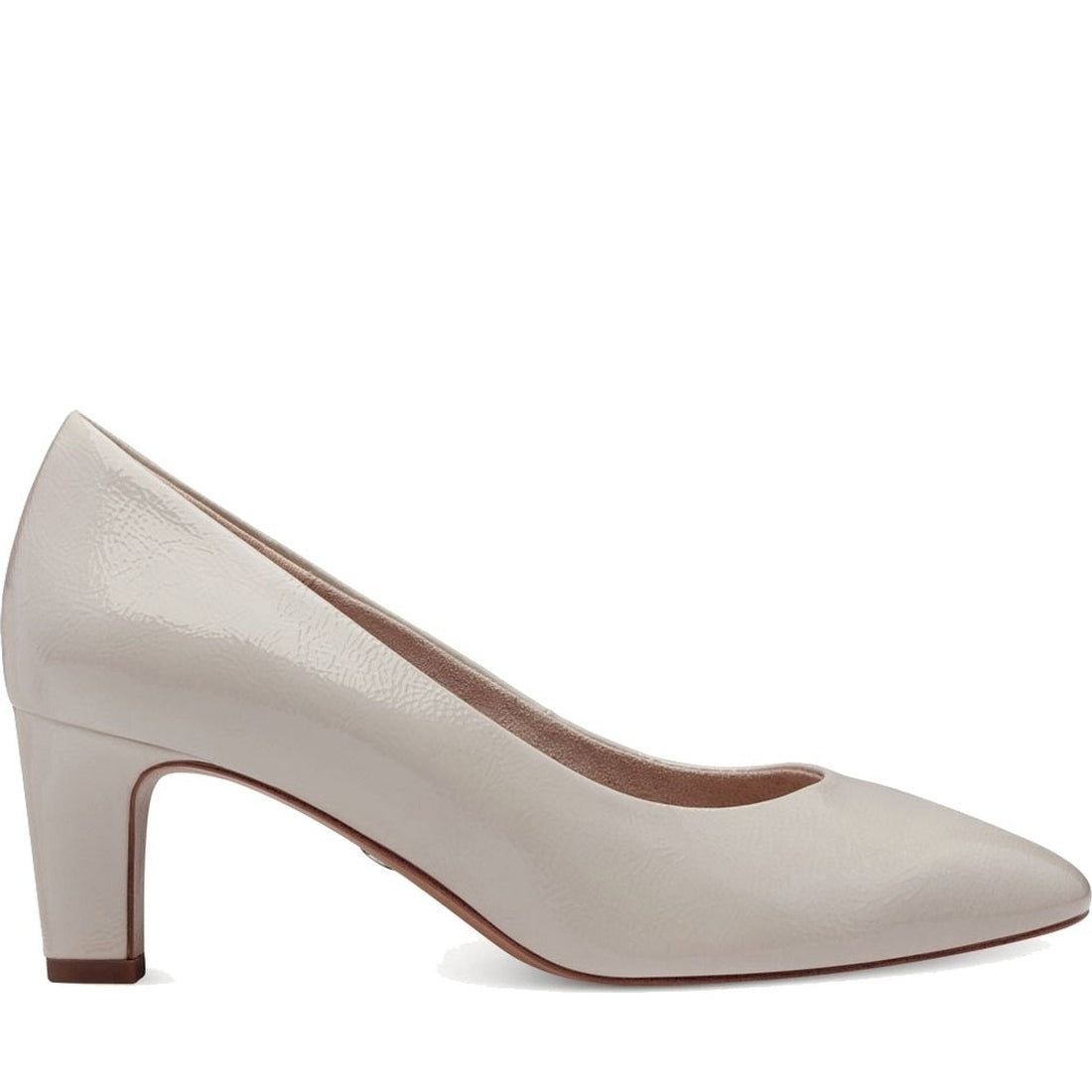 Tamaris womens ivory patent classic closed pumps | Vilbury London