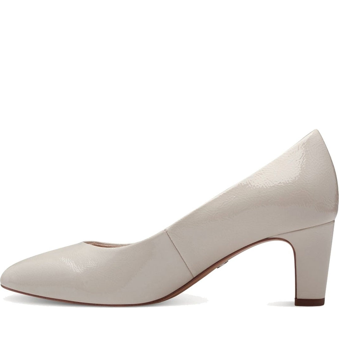 Tamaris womens ivory patent classic closed pumps | Vilbury London