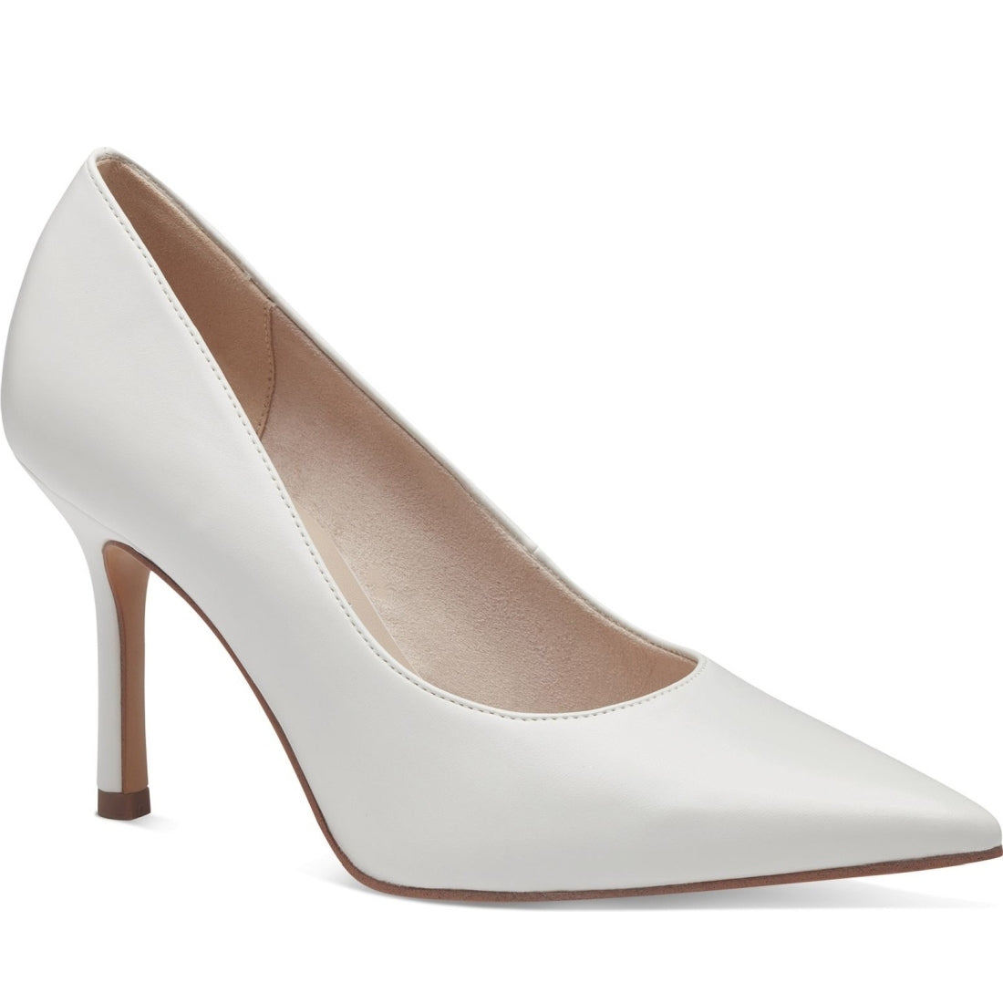 Tamaris womens white matt classic closed pumps | Vilbury London