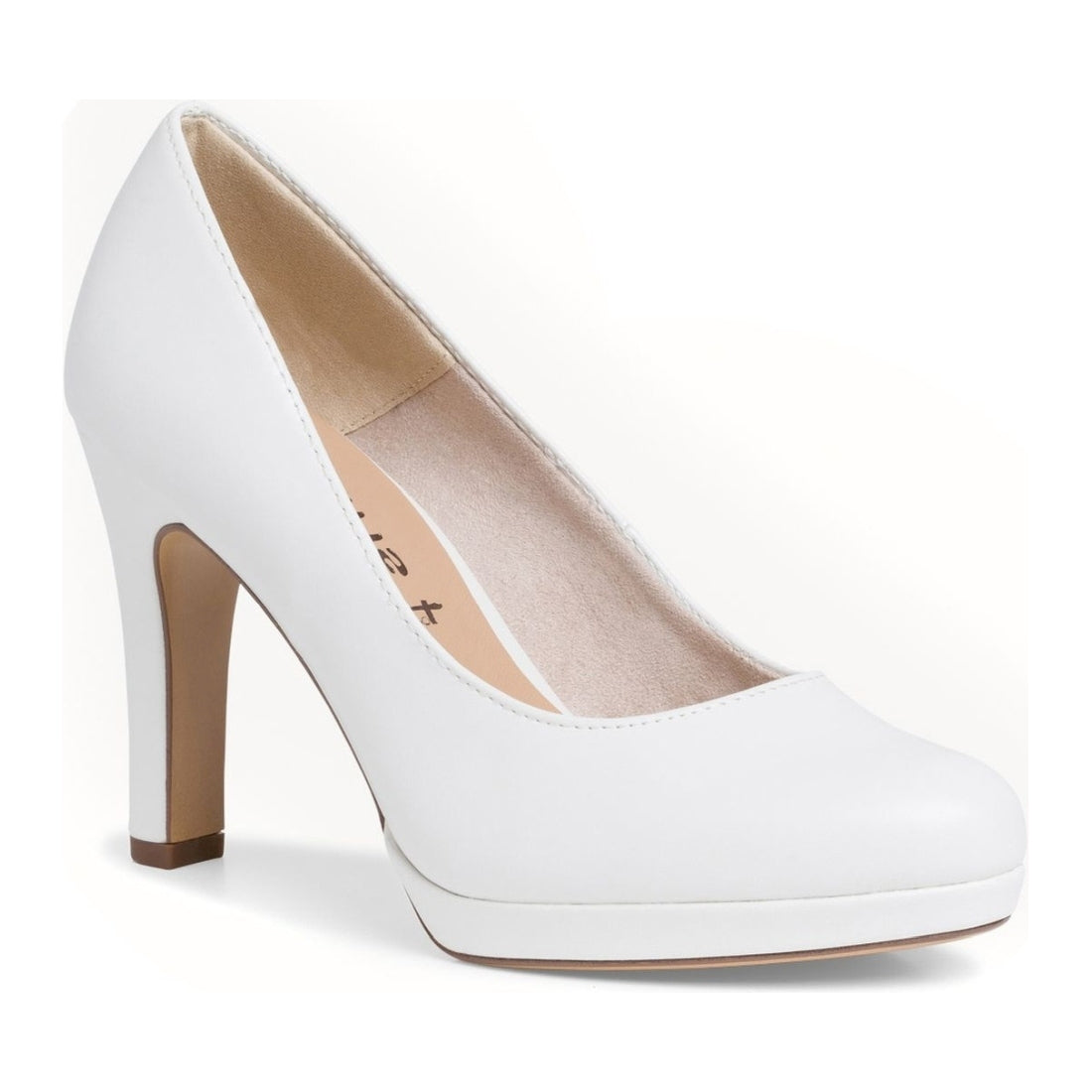 Tamaris womens white matt classic closed pumps | Vilbury London