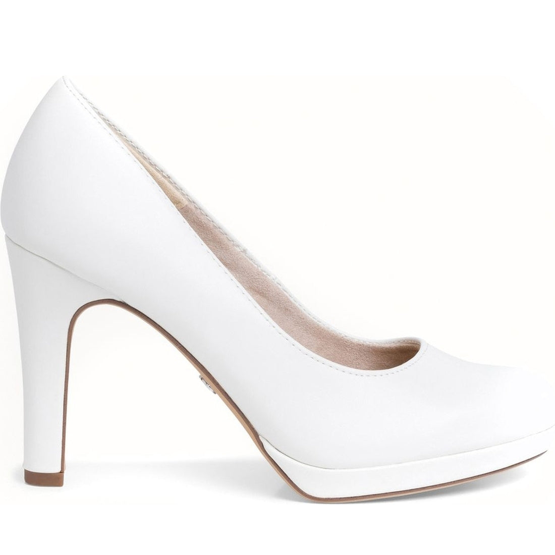 Tamaris womens white matt classic closed pumps | Vilbury London