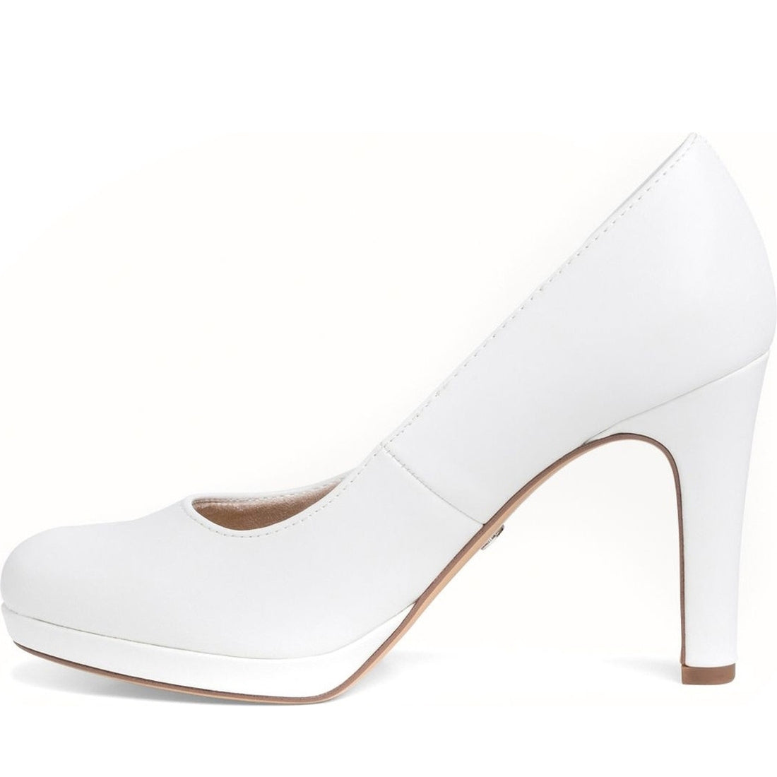 Tamaris womens white matt classic closed pumps | Vilbury London