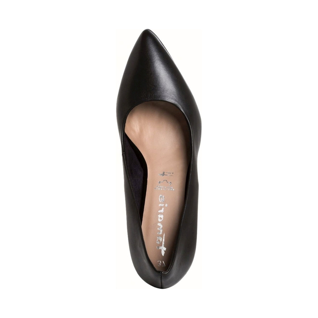 Tamaris womens black leather classic closed pumps | Vilbury London