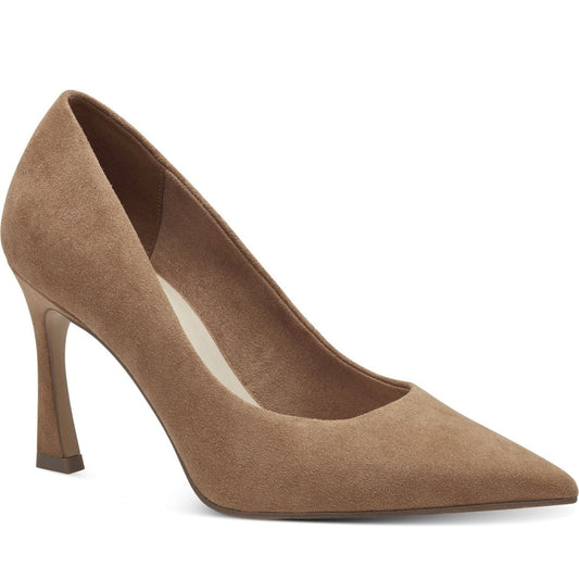 Tamaris womens camel leather elegant closed pumps | Vilbury London