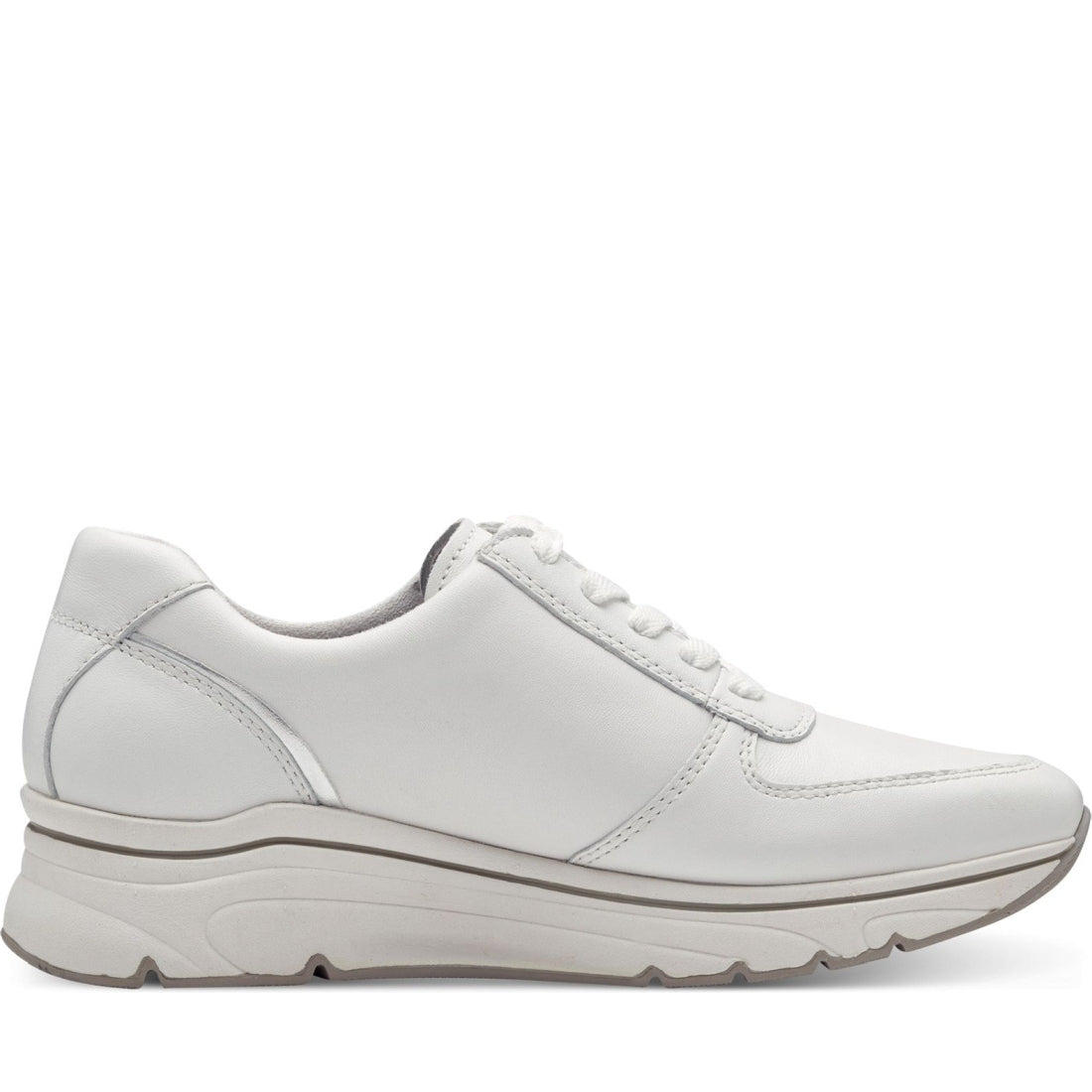 Tamaris womens white, silver leisure trainers | Vilbury London