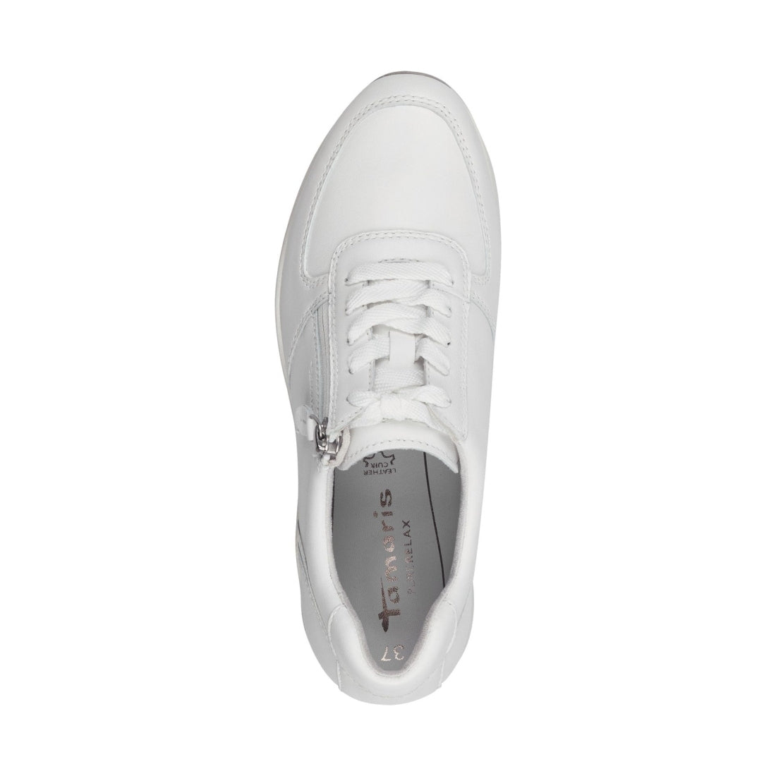 Tamaris womens white, silver leisure trainers | Vilbury London