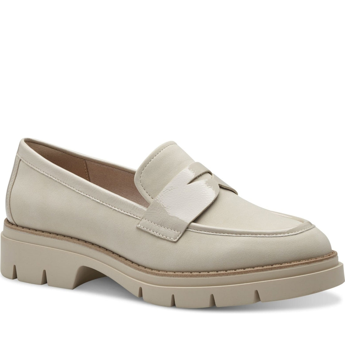 Tamaris womens beige casual closed loafers | Vilbury London