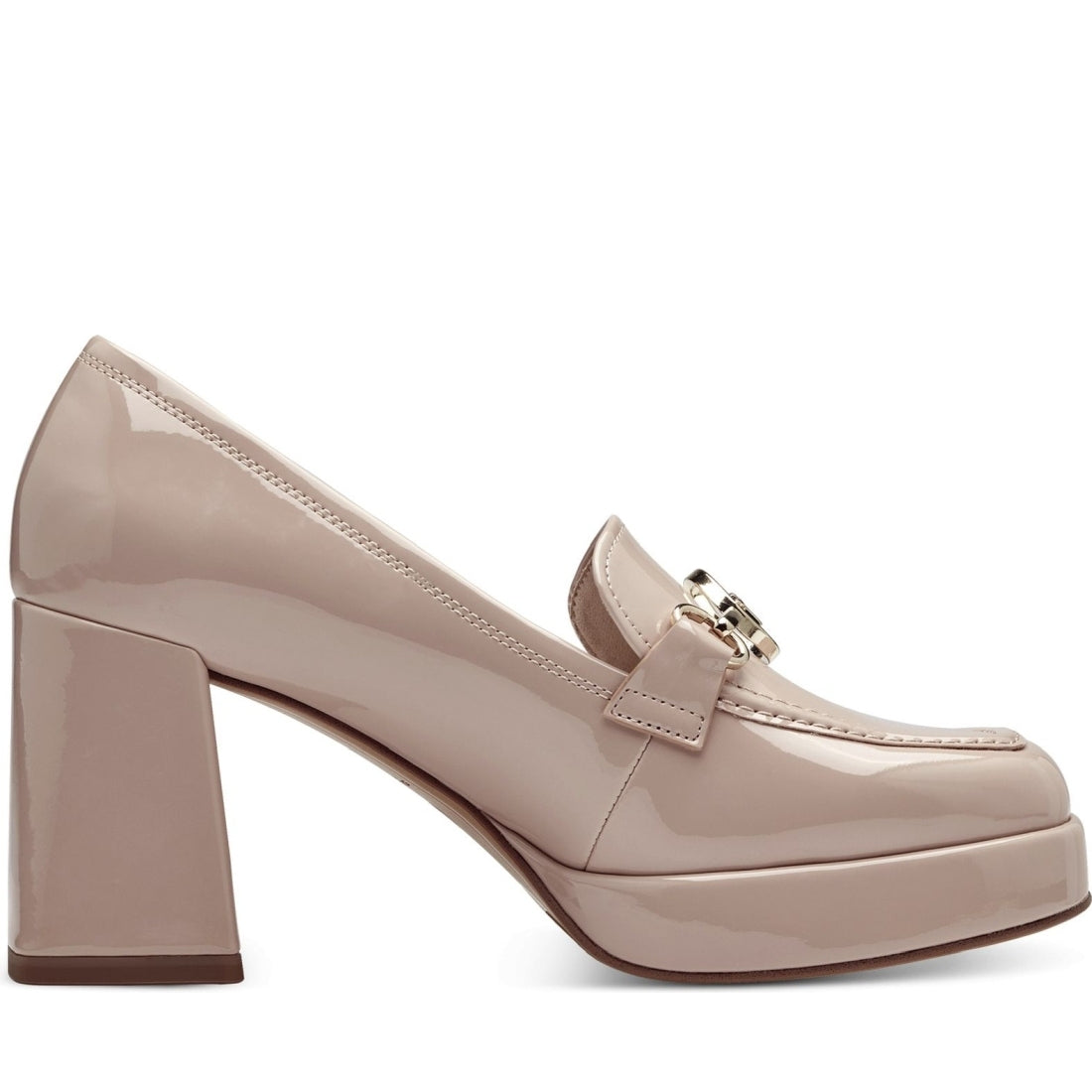 Tamaris womens nude patent elegant closed pumps | Vilbury London