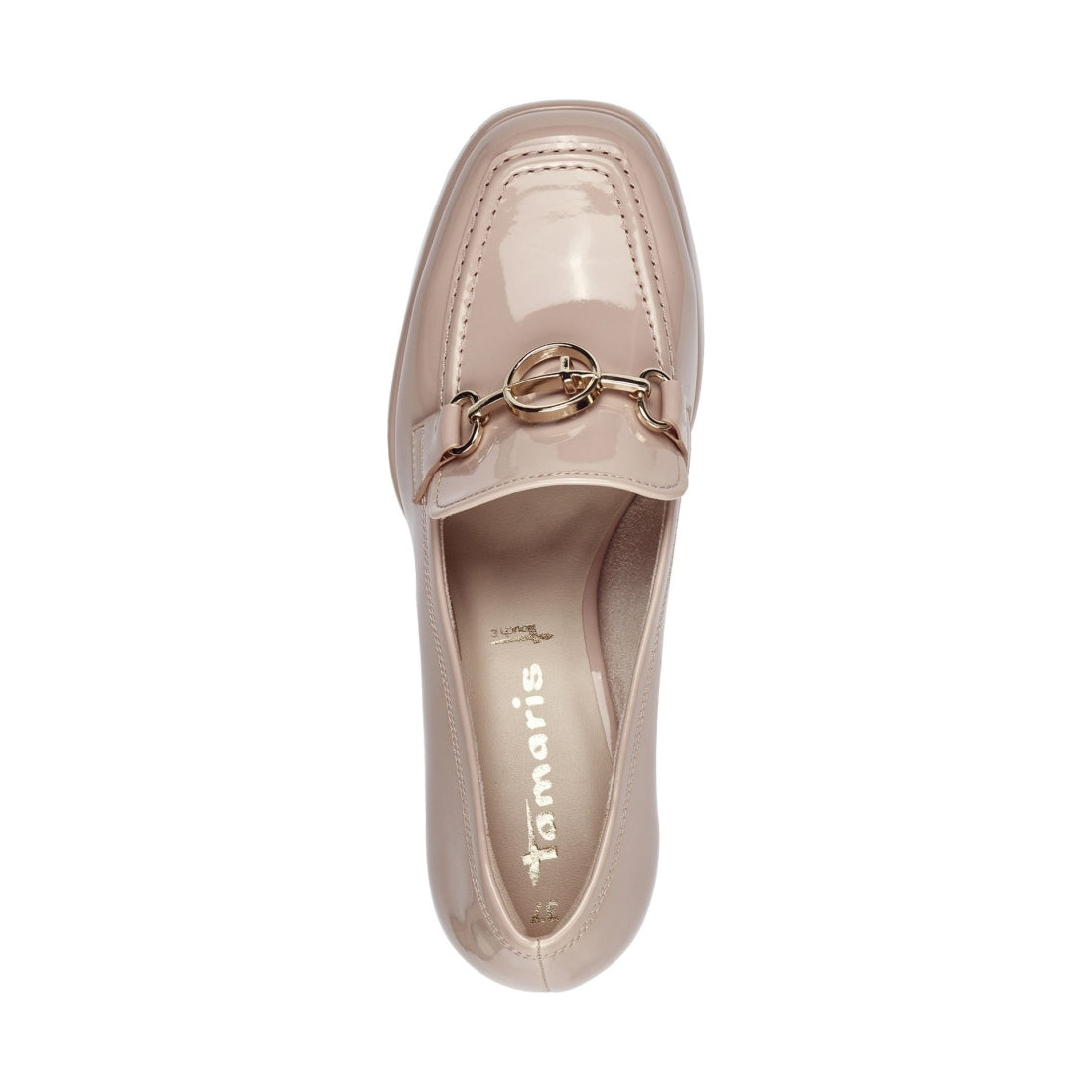 Tamaris womens nude patent elegant closed pumps | Vilbury London