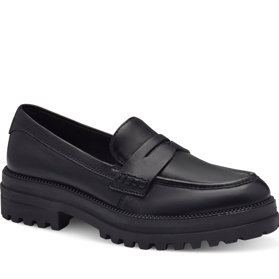 Tamaris womens black casual closed loafers | Vilbury London