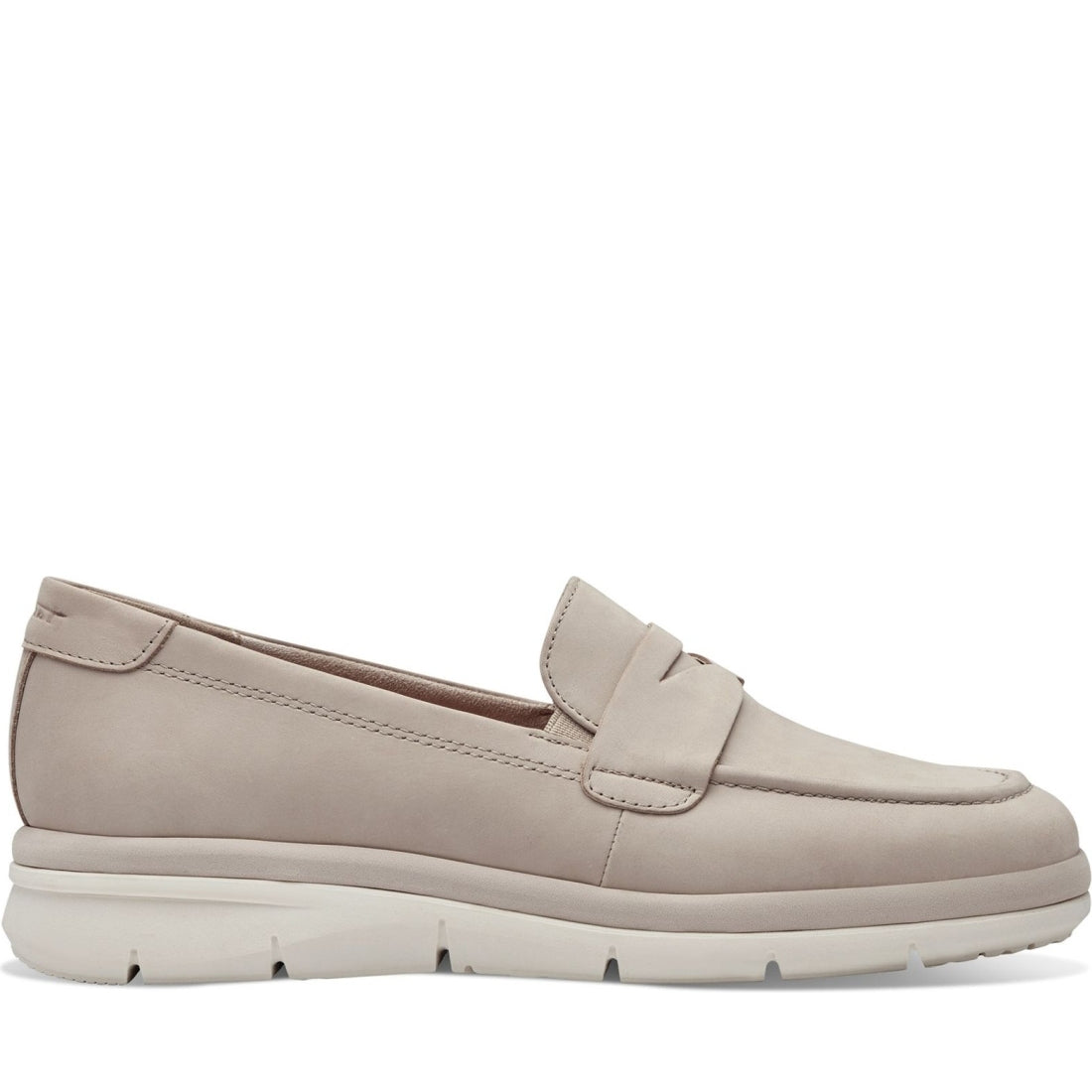 Tamaris womens taupe nubuc casual closed loafers | Vilbury London