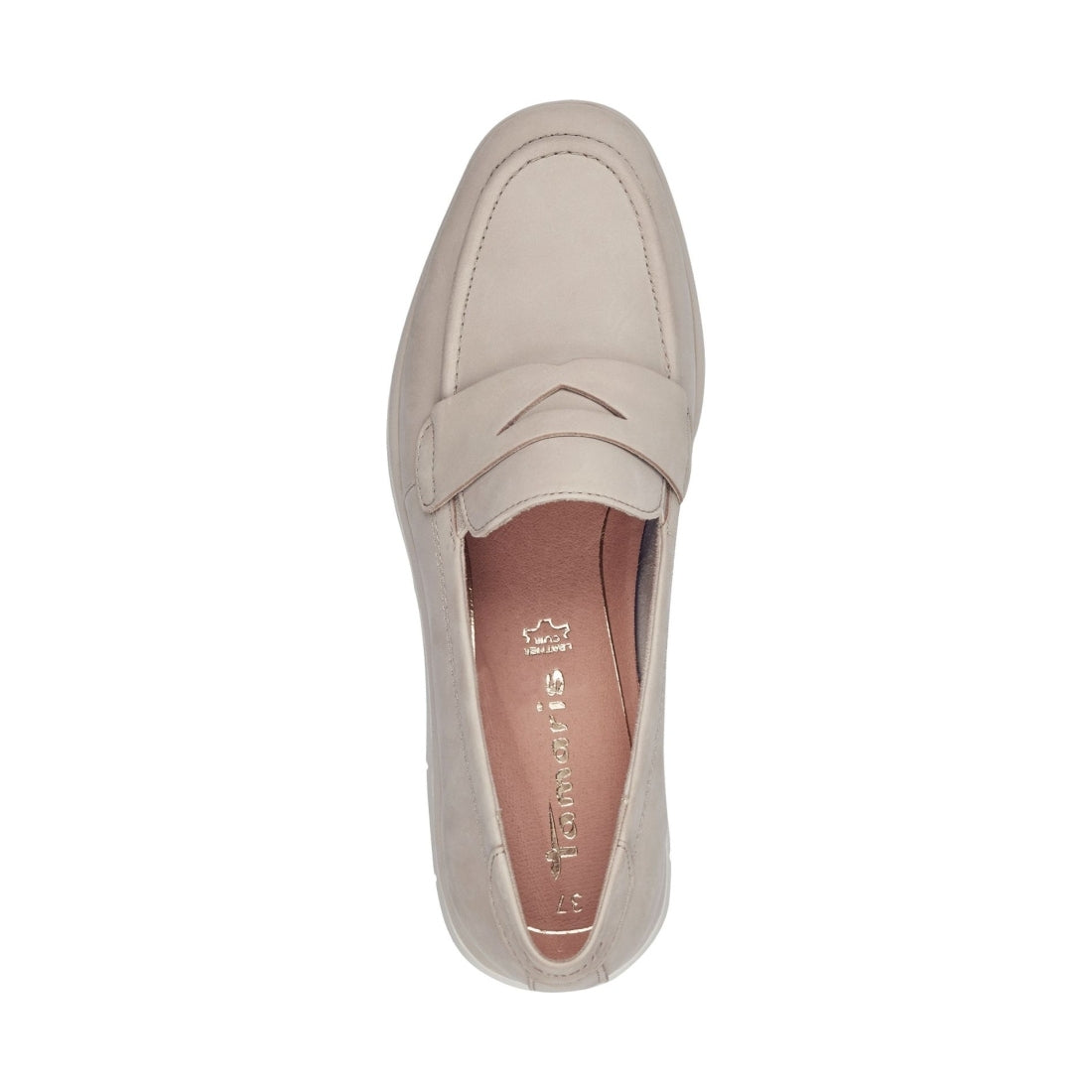 Tamaris womens taupe nubuc casual closed loafers | Vilbury London