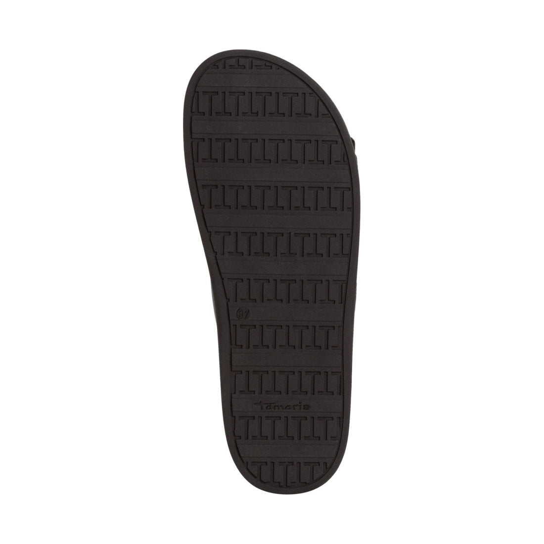 Tamaris womens black leather casual open slippers | Vilbury London