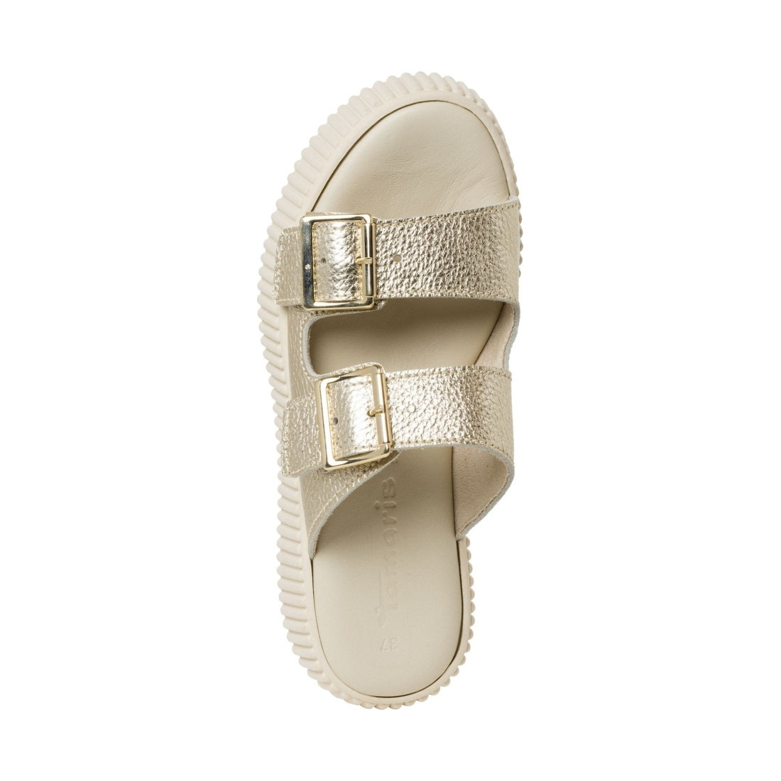 Tamaris womens light gold casual open slippers | Vilbury London
