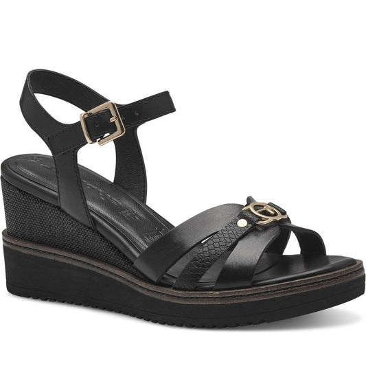 Tamaris womens black casual open sandals | Vilbury London