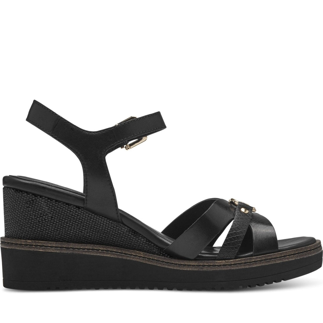 Tamaris womens black casual open sandals | Vilbury London