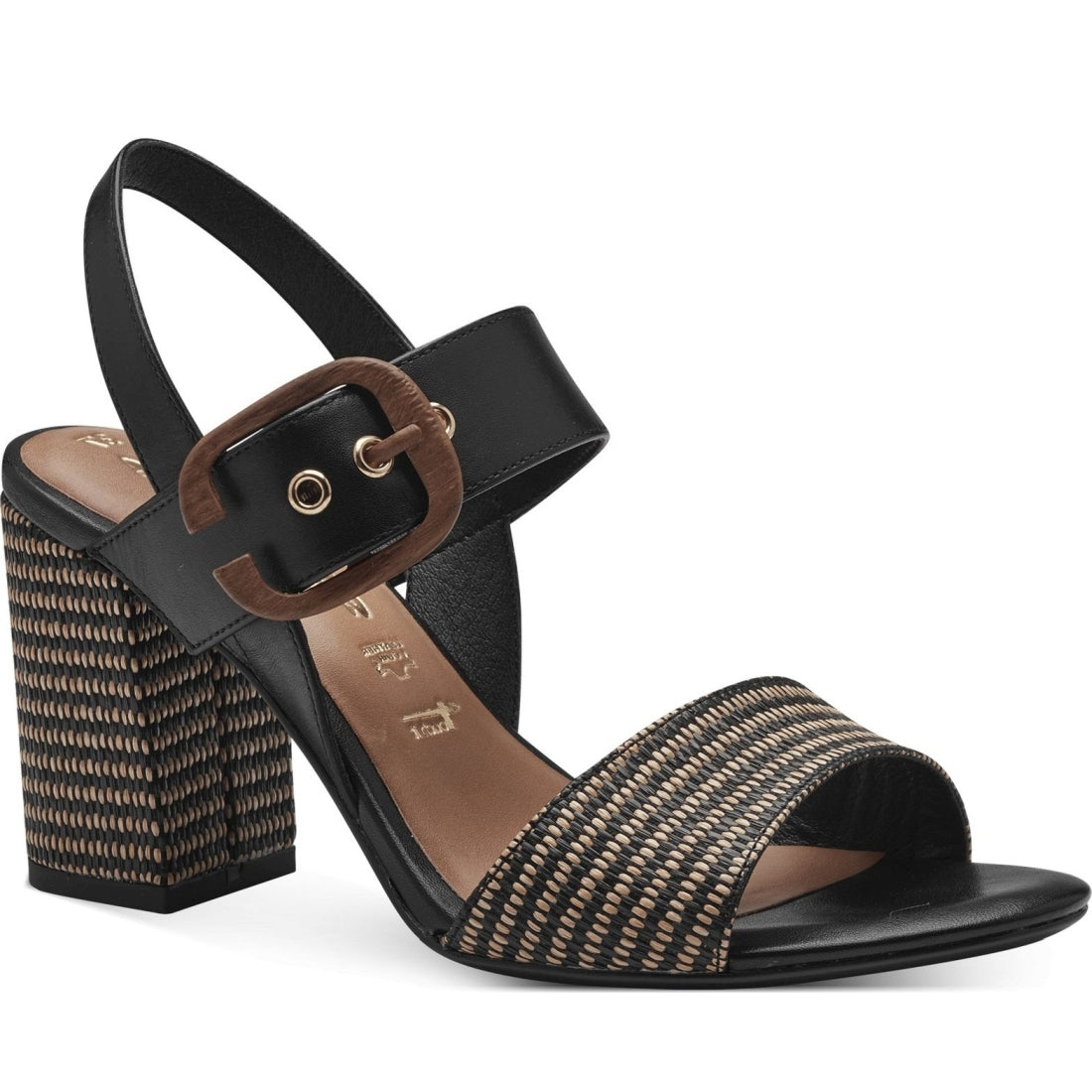 Tamaris womens black comb casual open sandals | Vilbury London