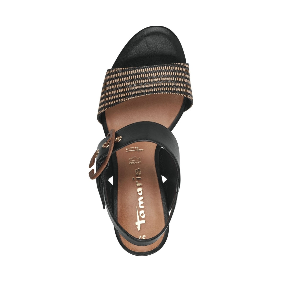 Tamaris womens black comb casual open sandals | Vilbury London