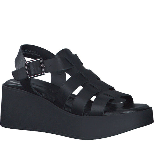 Tamaris womens black casual open sandals | Vilbury London