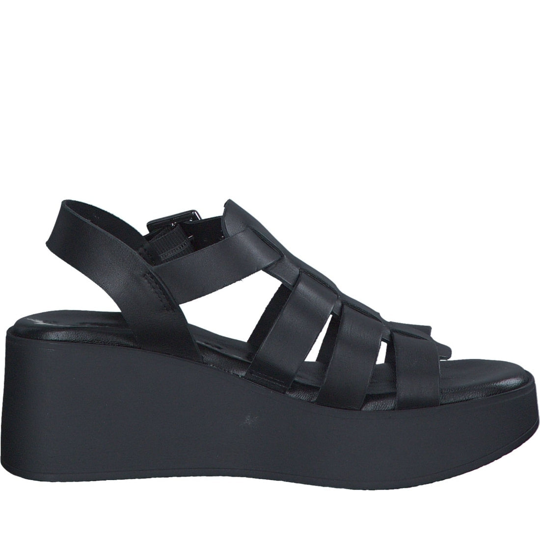 Tamaris womens black casual open sandals | Vilbury London