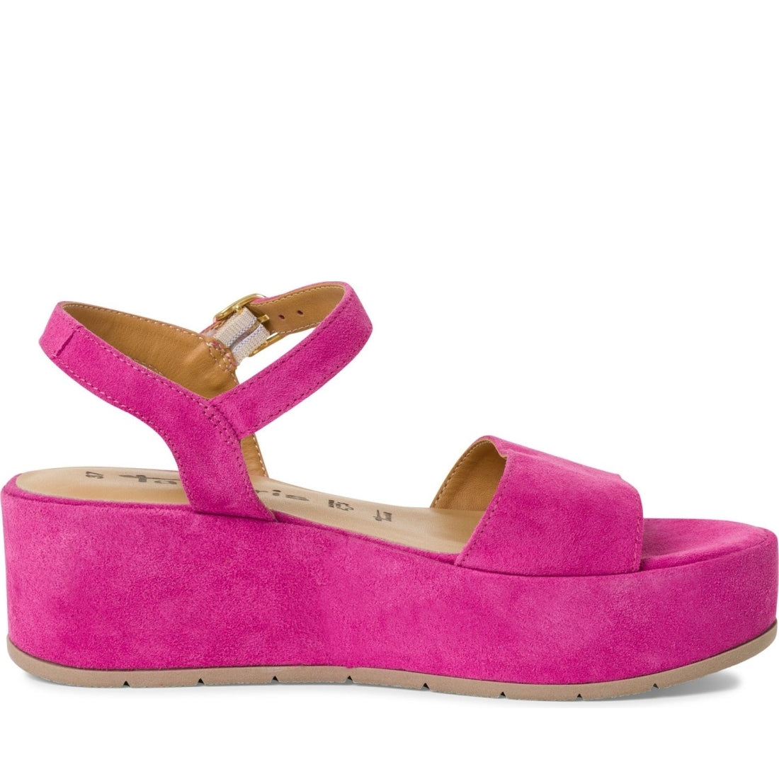 Tamaris womens pink suede casual open sandals | Vilbury London