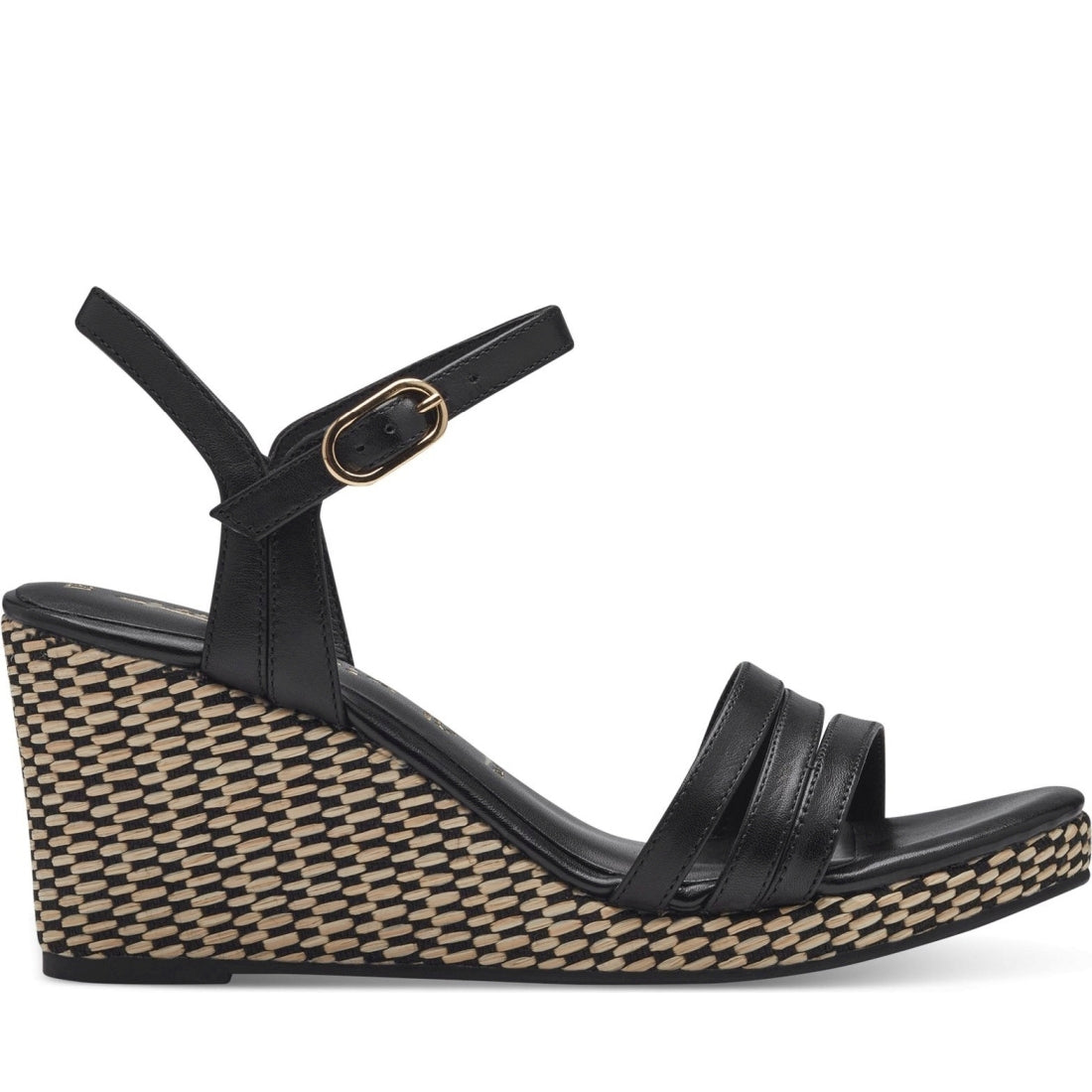 Tamaris womens black casual open sandals | Vilbury London