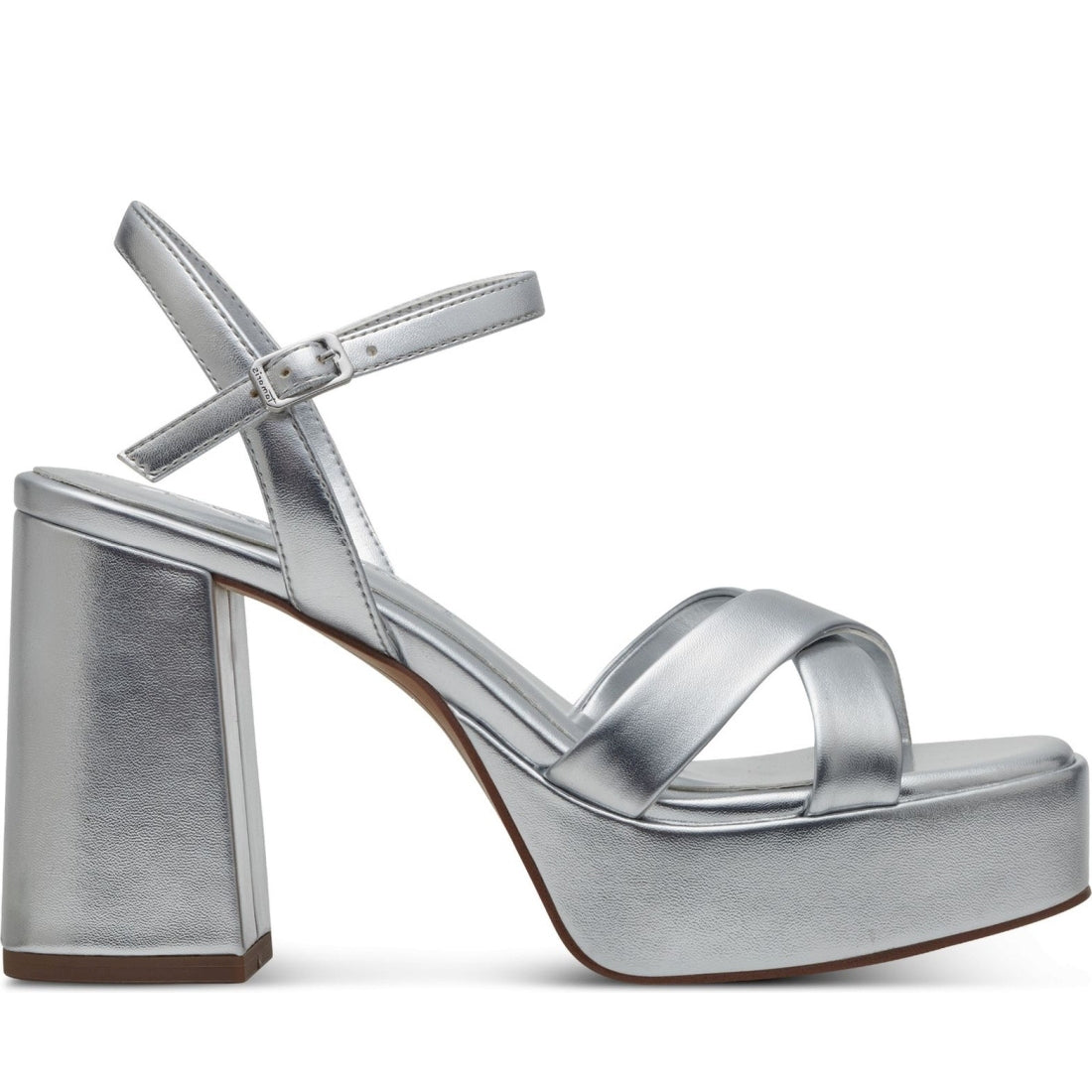 Tamaris womens silver casual open sandals | Vilbury London