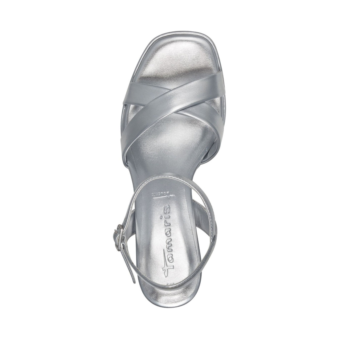 Tamaris womens silver casual open sandals | Vilbury London