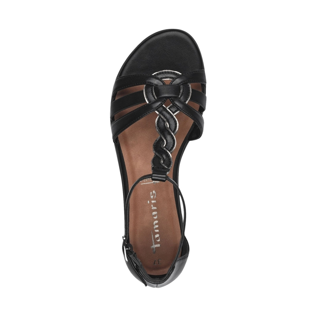 Tamaris womens black casual open sandals | Vilbury London