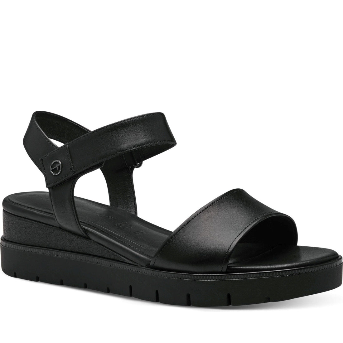 Tamaris womens black casual open sandals | Vilbury London