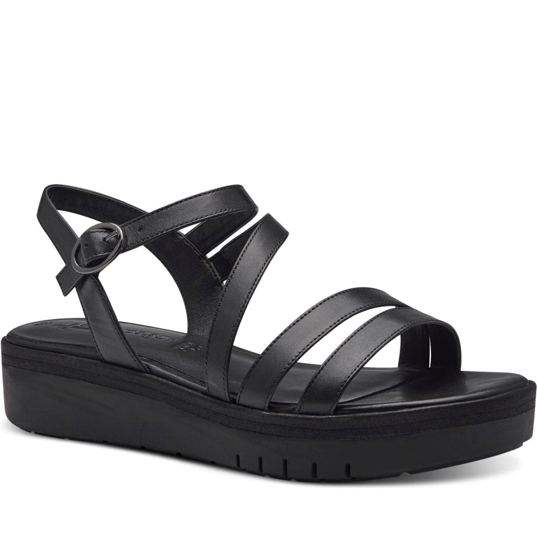 Tamaris womens black uni casual open sandals | Vilbury London