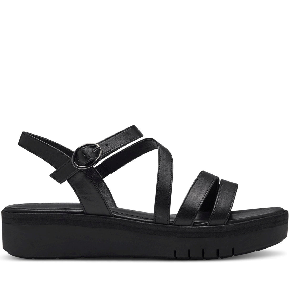 Tamaris womens black uni casual open sandals | Vilbury London