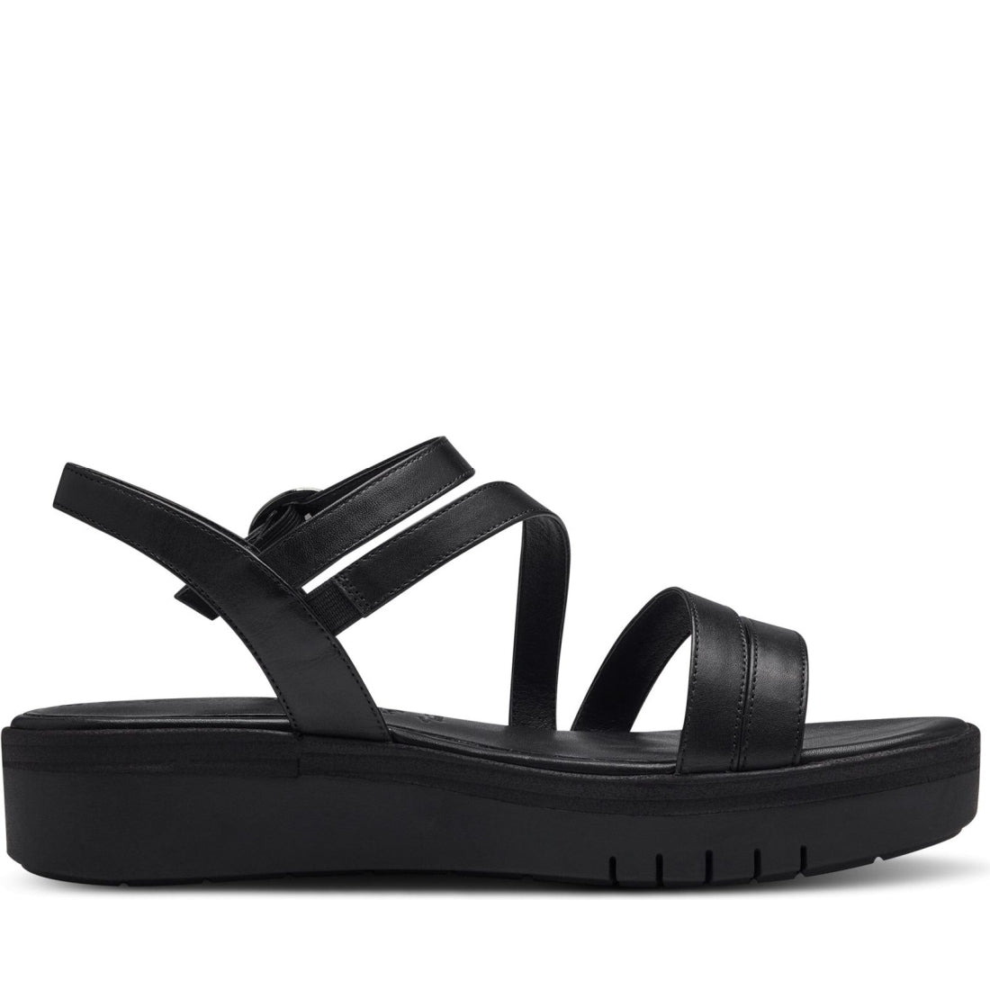 Tamaris womens black uni casual open sandals | Vilbury London