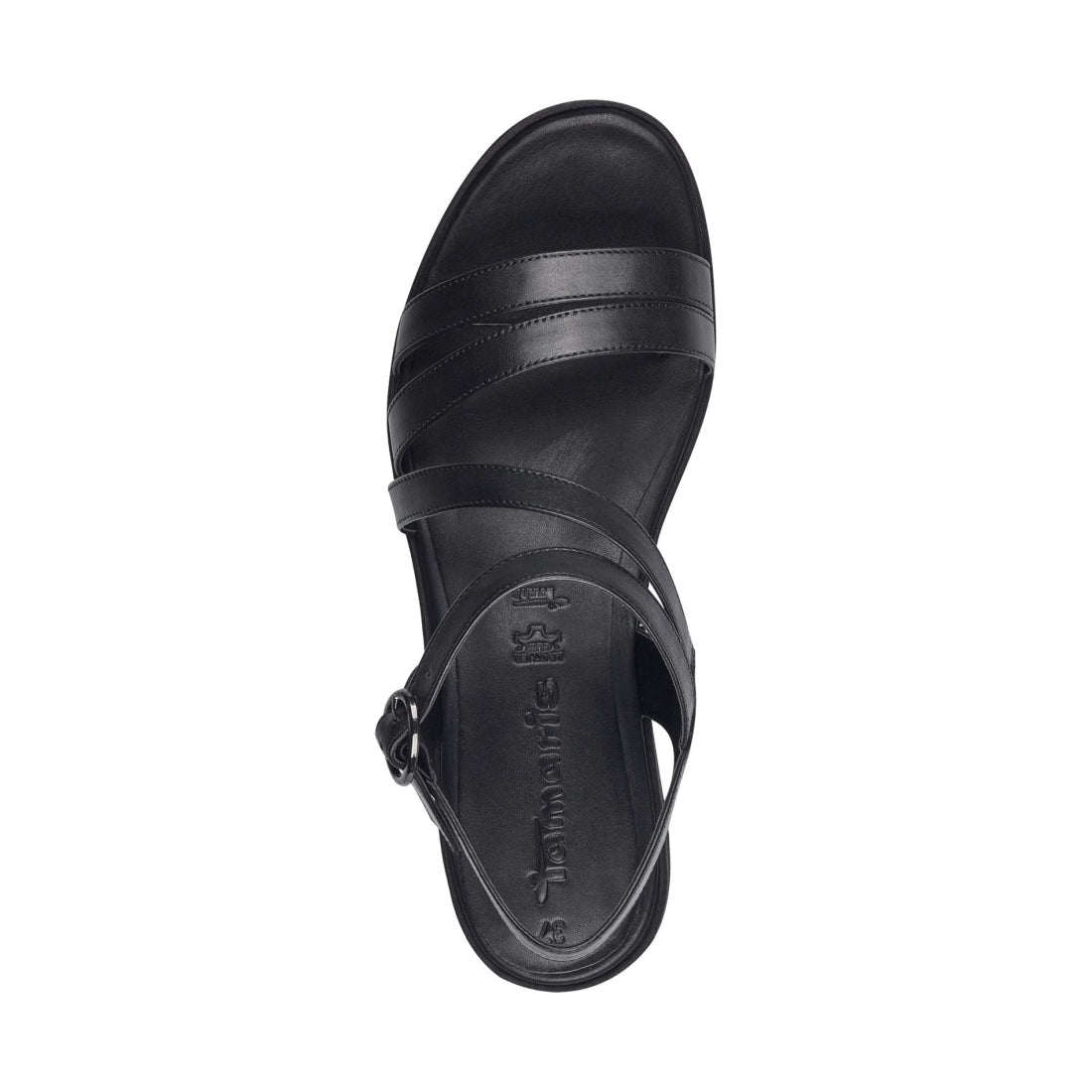 Tamaris womens black uni casual open sandals | Vilbury London
