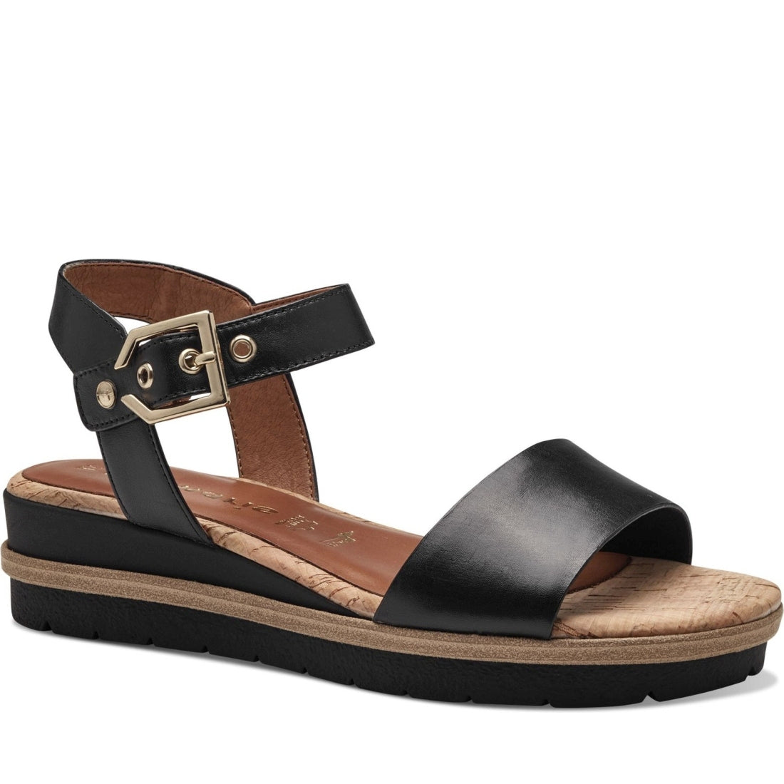 Tamaris womens black casual open sandals | Vilbury London