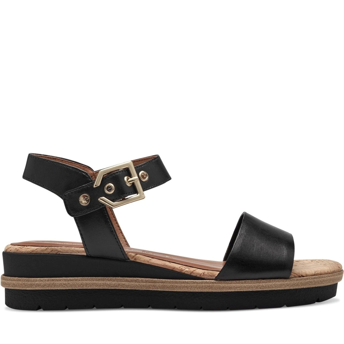 Tamaris womens black casual open sandals | Vilbury London