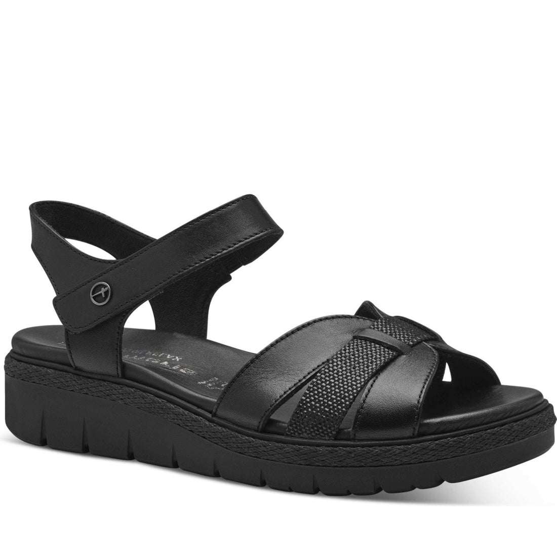 Tamaris womens black casual open sandals | Vilbury London