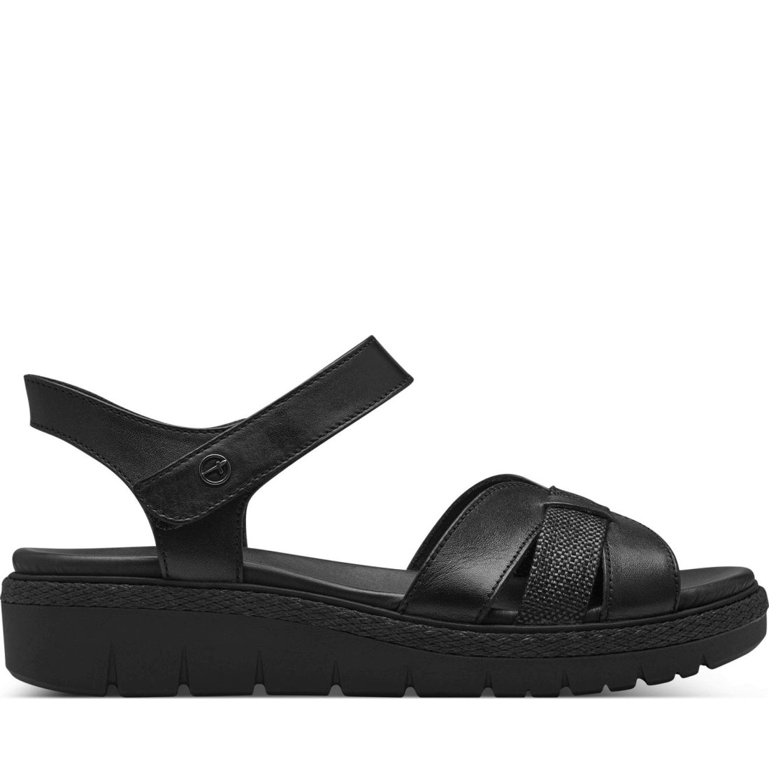 Tamaris womens black casual open sandals | Vilbury London