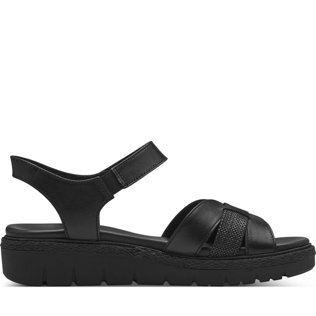 Tamaris womens black casual open sandals | Vilbury London